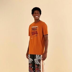 Farm Rio Tshirt S Rafa Amorim Tee Short Sleeve 100% Cotton Graphic Brazil Orange